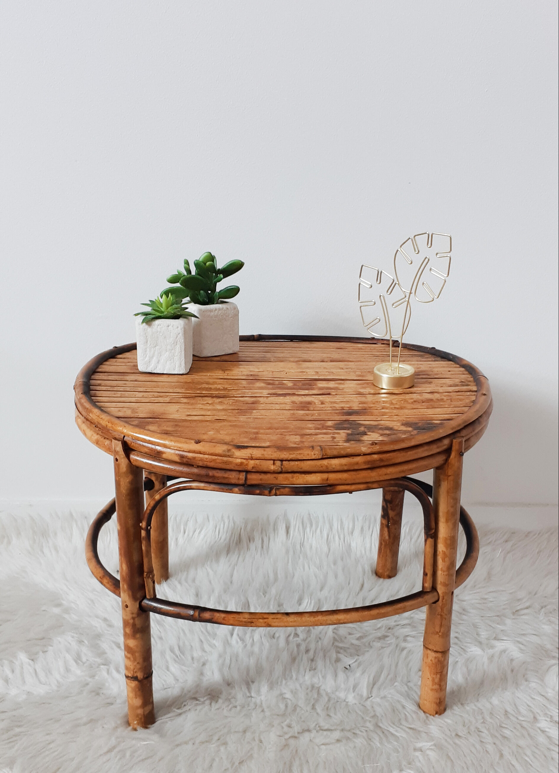 Small oval rattan coffee table