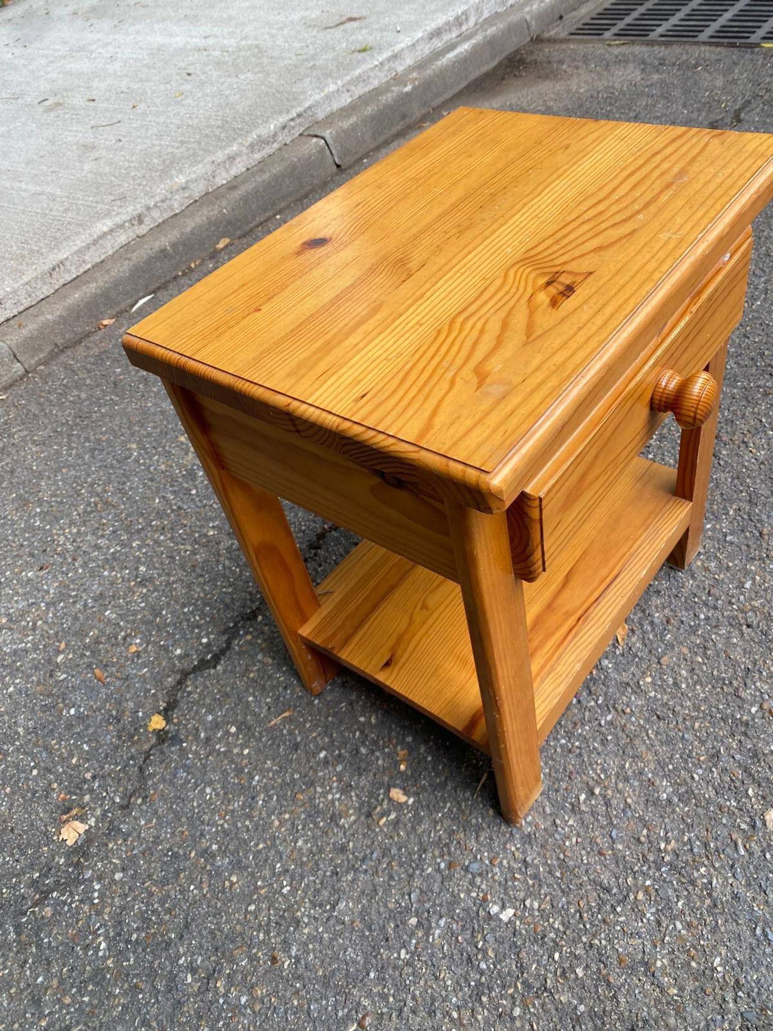 Solid pine bedside table with drawer 1990
