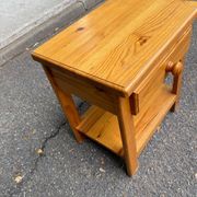 Solid pine bedside table with drawer 1990