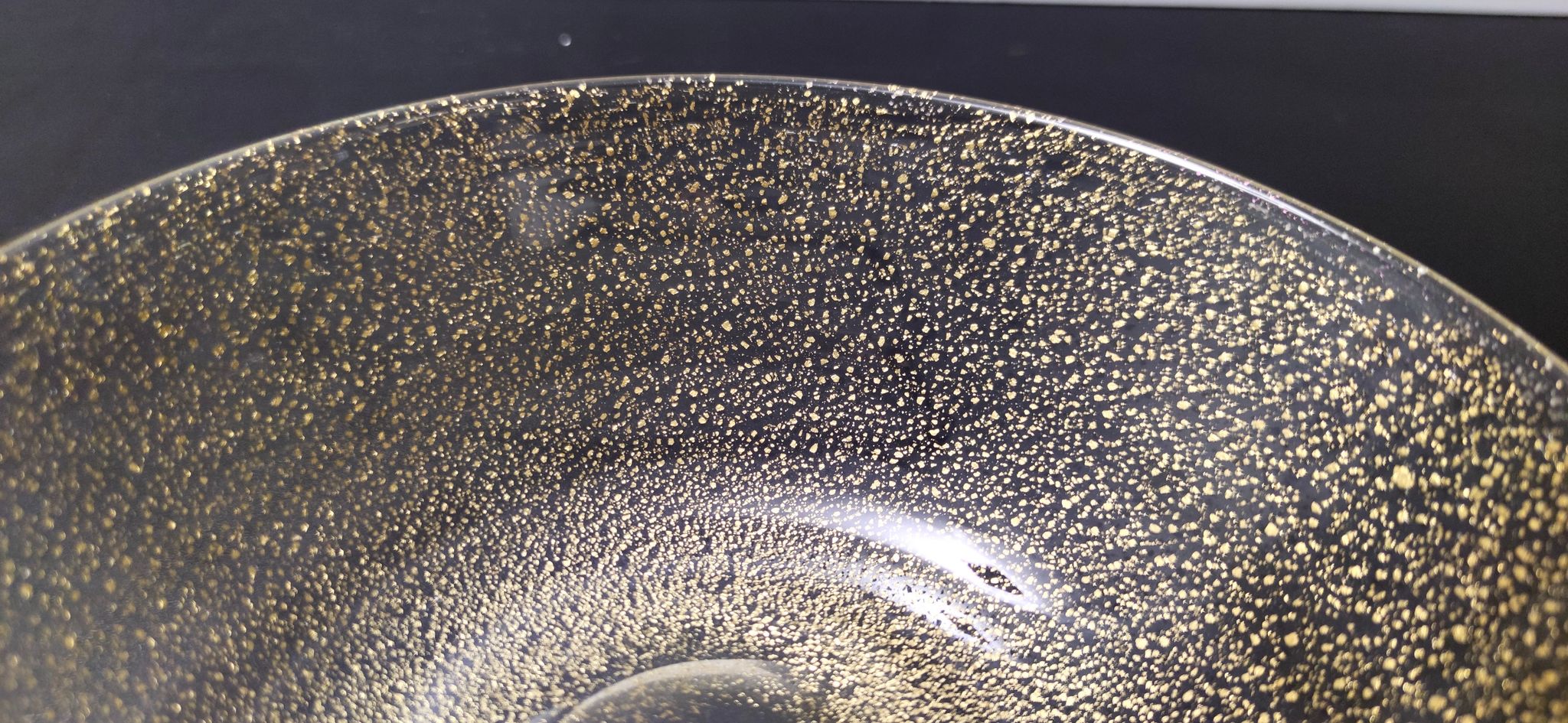Vide-poche en verre de Murano moucheté d'or, Italie