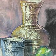 Textured still life on wood