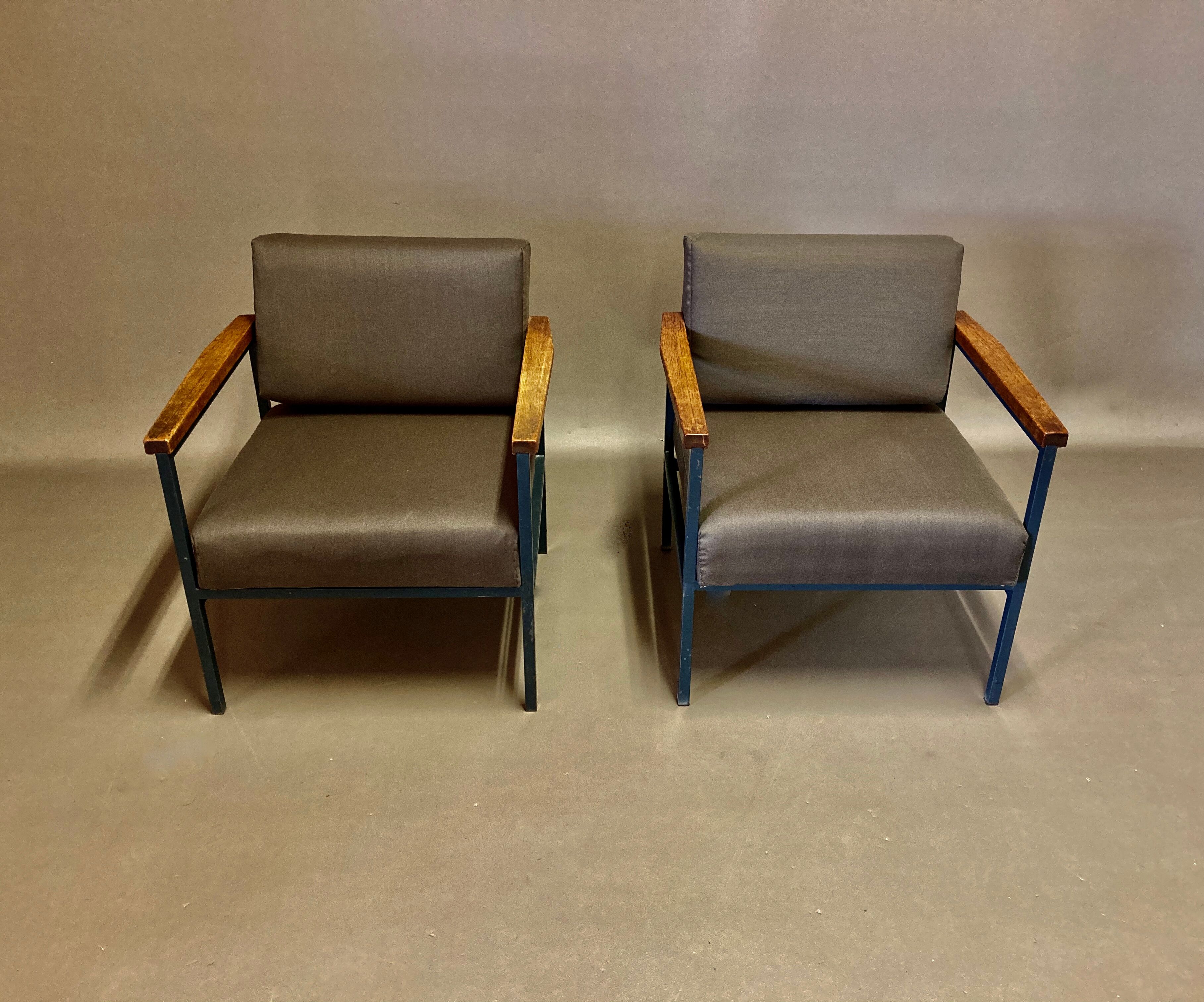 Armchair metal and teak 1950