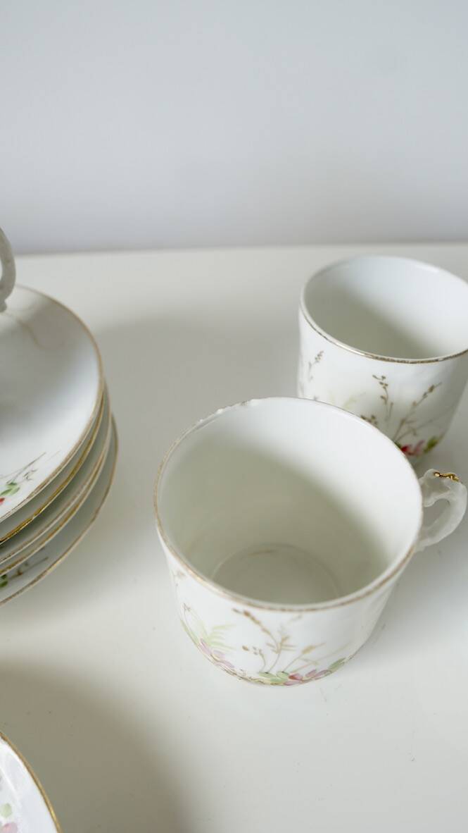 Set of 6 Limoges porcelain cups Barny Rigoni & Langle - 19th century