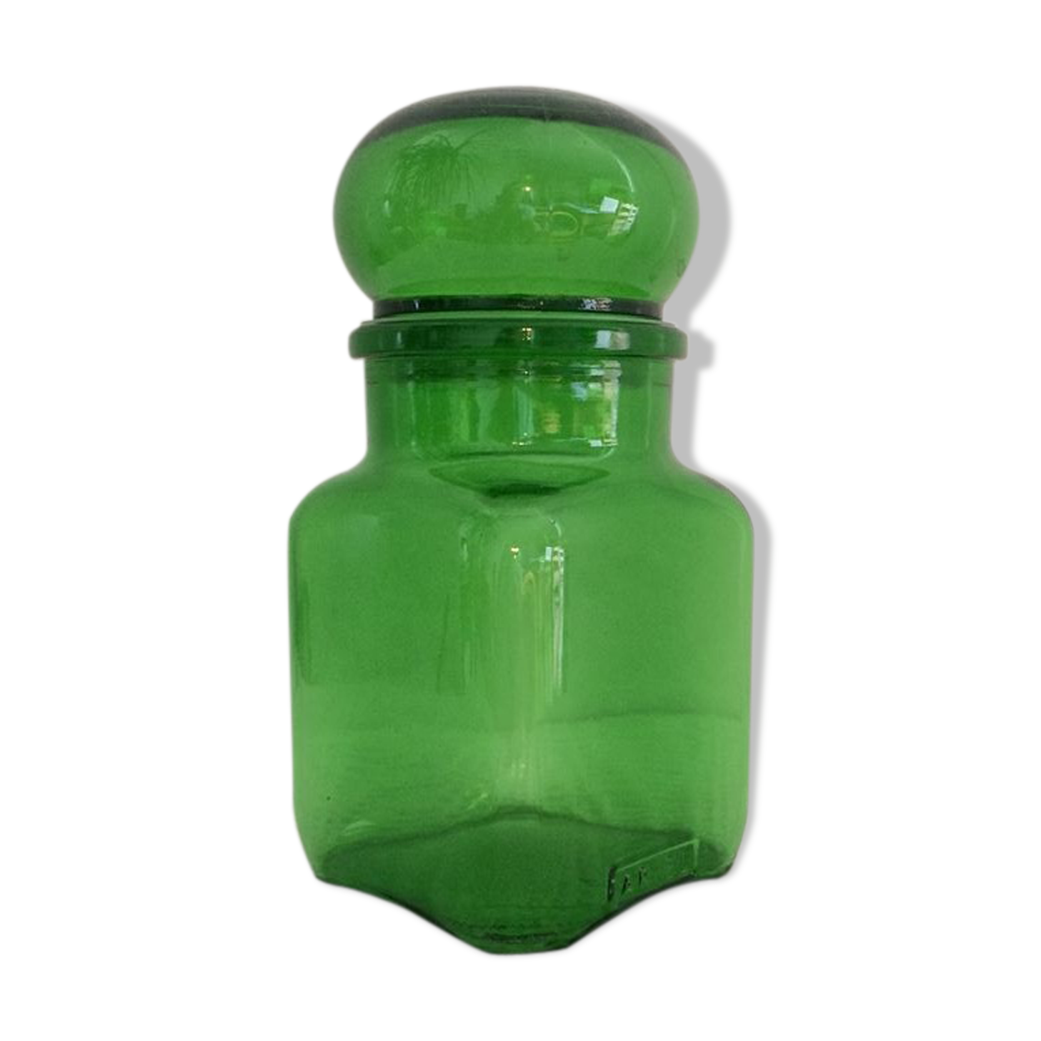 Bocal en verre vert vintage