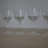 5 stemmed water/wine glasses in Arques crystal, Auteuil and Louvre model