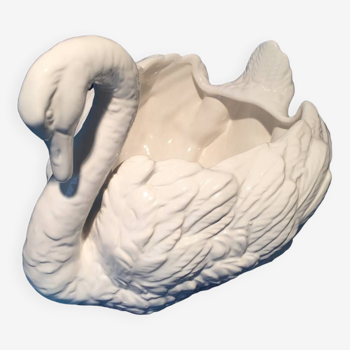 Large swan planter in white earthenware