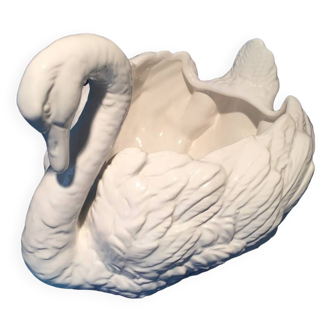 Large swan planter in white earthenware