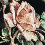 Painting on velvet "La rose" signed L. Boucher