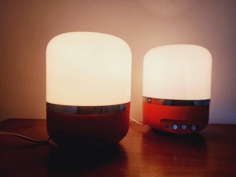 Two Midcentury Table Lamps, Space Age, Adriano Rampoldi, Italy, 1970s