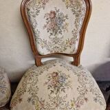 Set of 3 Louis XV style chairs - In carved and moulded wood with flowers