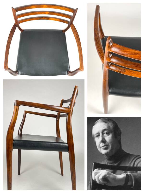 Danish Modern roosewood and leather Mod. 62 Niels Møller chair, 1962