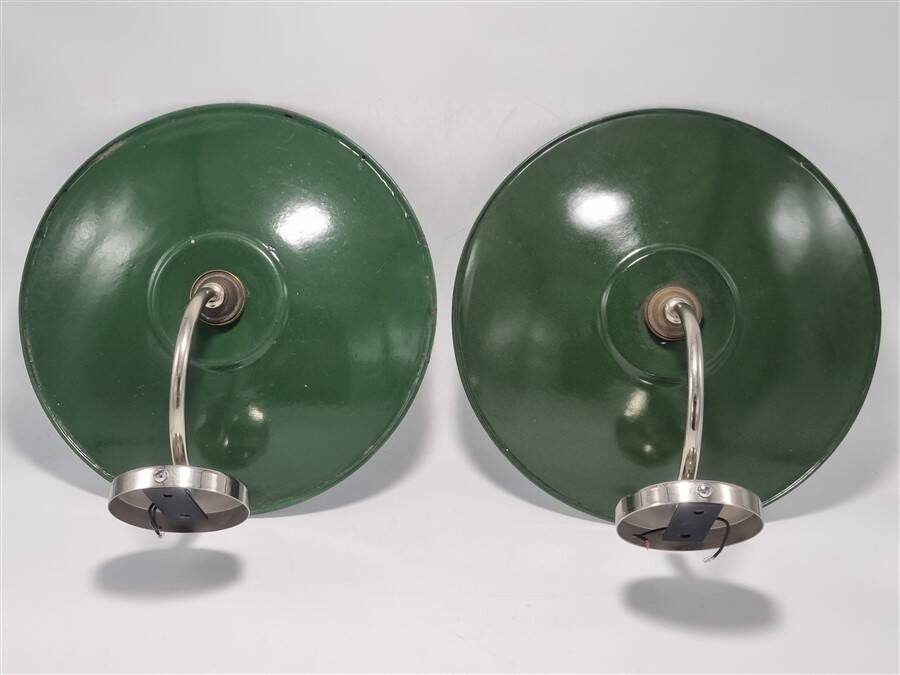 Pair of enamelled sheet metal wall lights