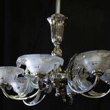 Lustre art deco, chrome, 6 lights