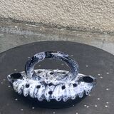 Midnight blue and white glazed ceramic flower pick, 1960/1970, vintage