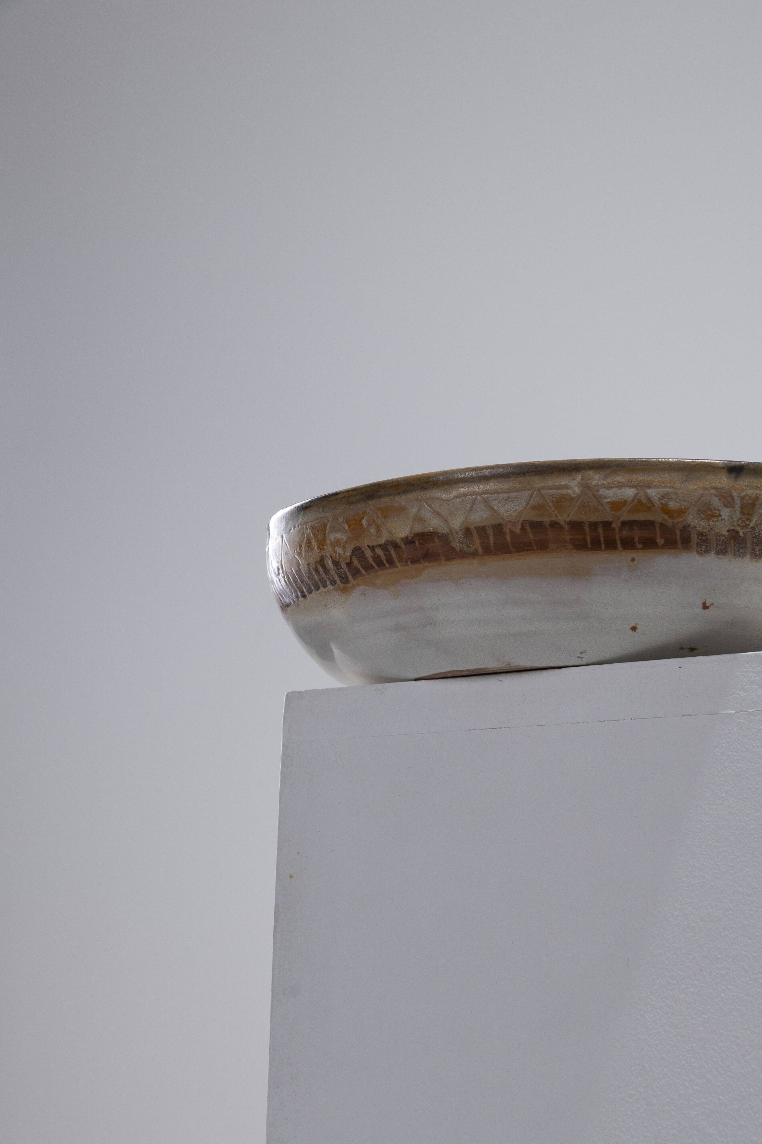 Circular decorated dish in Vallauris ceramic, 1950s