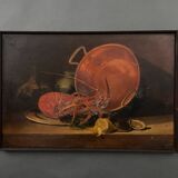 Oil on canvas still life with lobster early 20th century