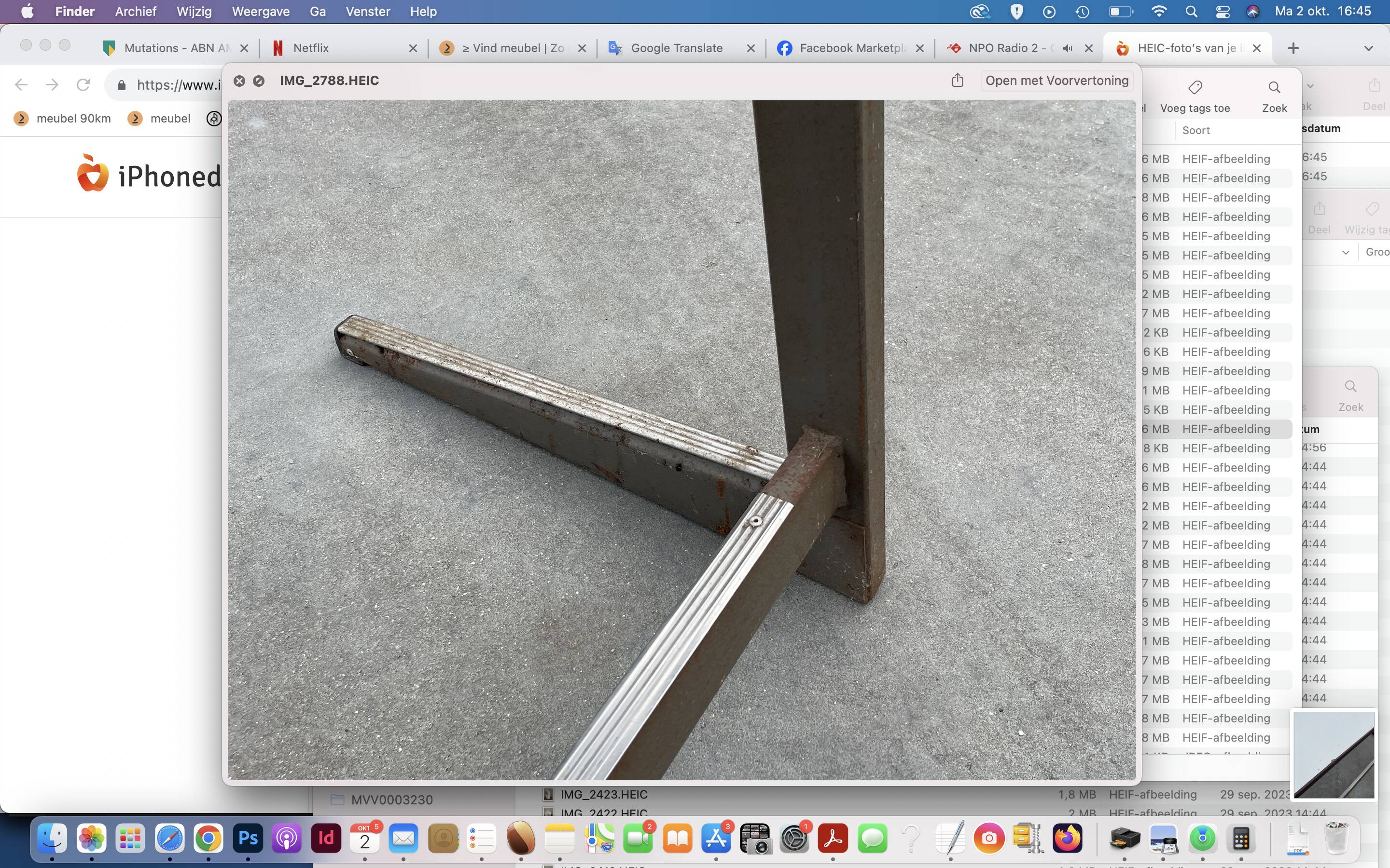 XXL industrial desk, minimalist design from the 50s