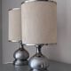 Vintage 1970s Chrome Brushed Metal Bedside Lamps Rewired Space Age