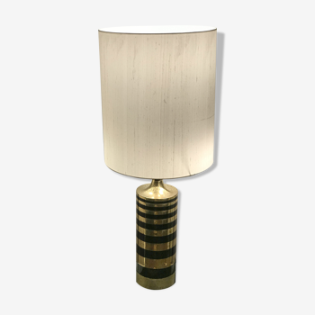Brass lamp and black lacquered metal circa 1970