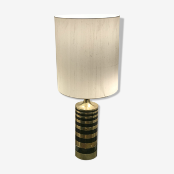 Lampe en laiton et métal laqué noir circa 1970