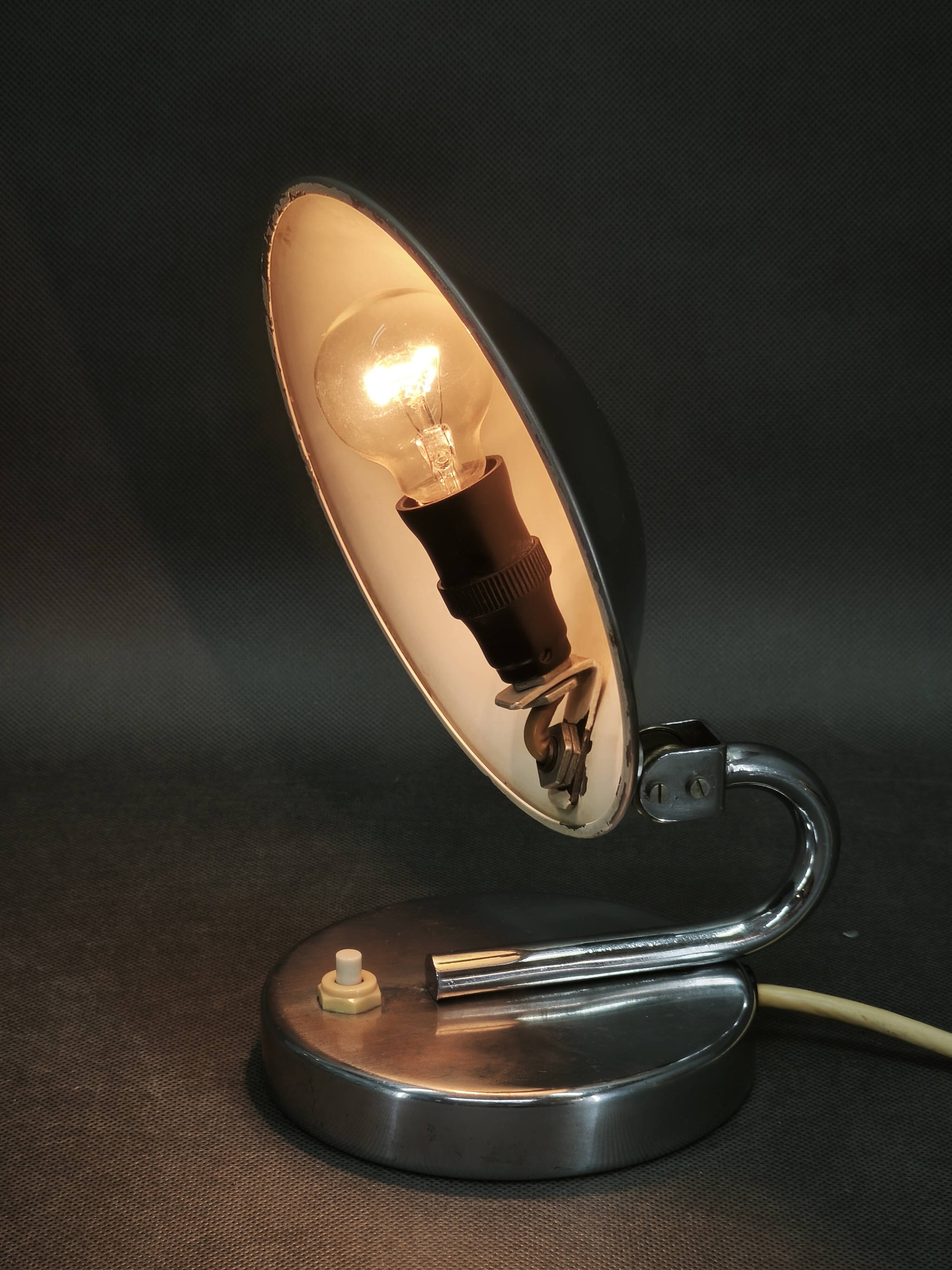 1930s Bauhaus Chrome Table Lamp Model 3530 by Napako, Czechoslovakia
