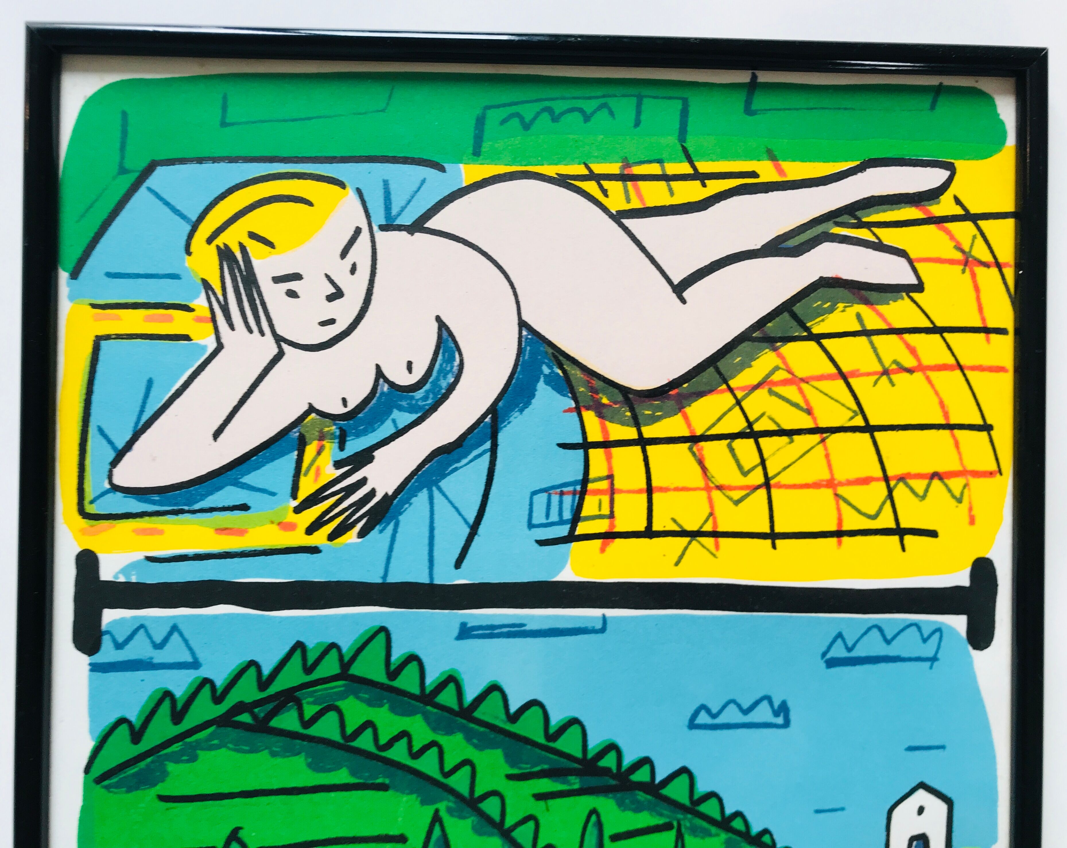 François boisrond. summer triptych. lithograph signed and framed