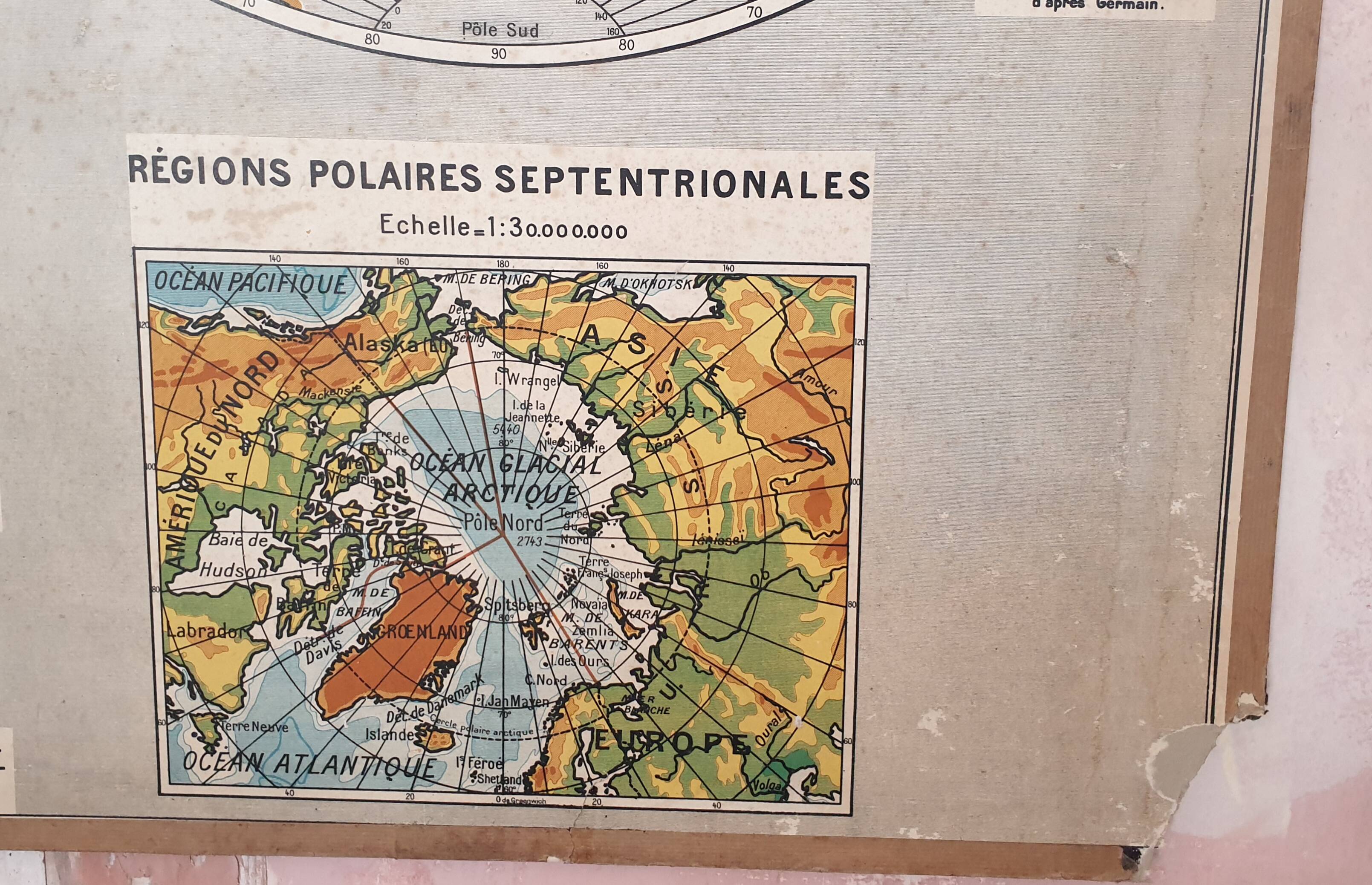 Ancienne carte scolaire Delagrave Gibert 7, 1930 - Planisphère, mappemon