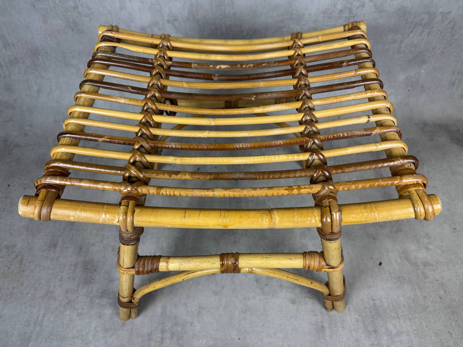 1970s rattan stool from the south of France