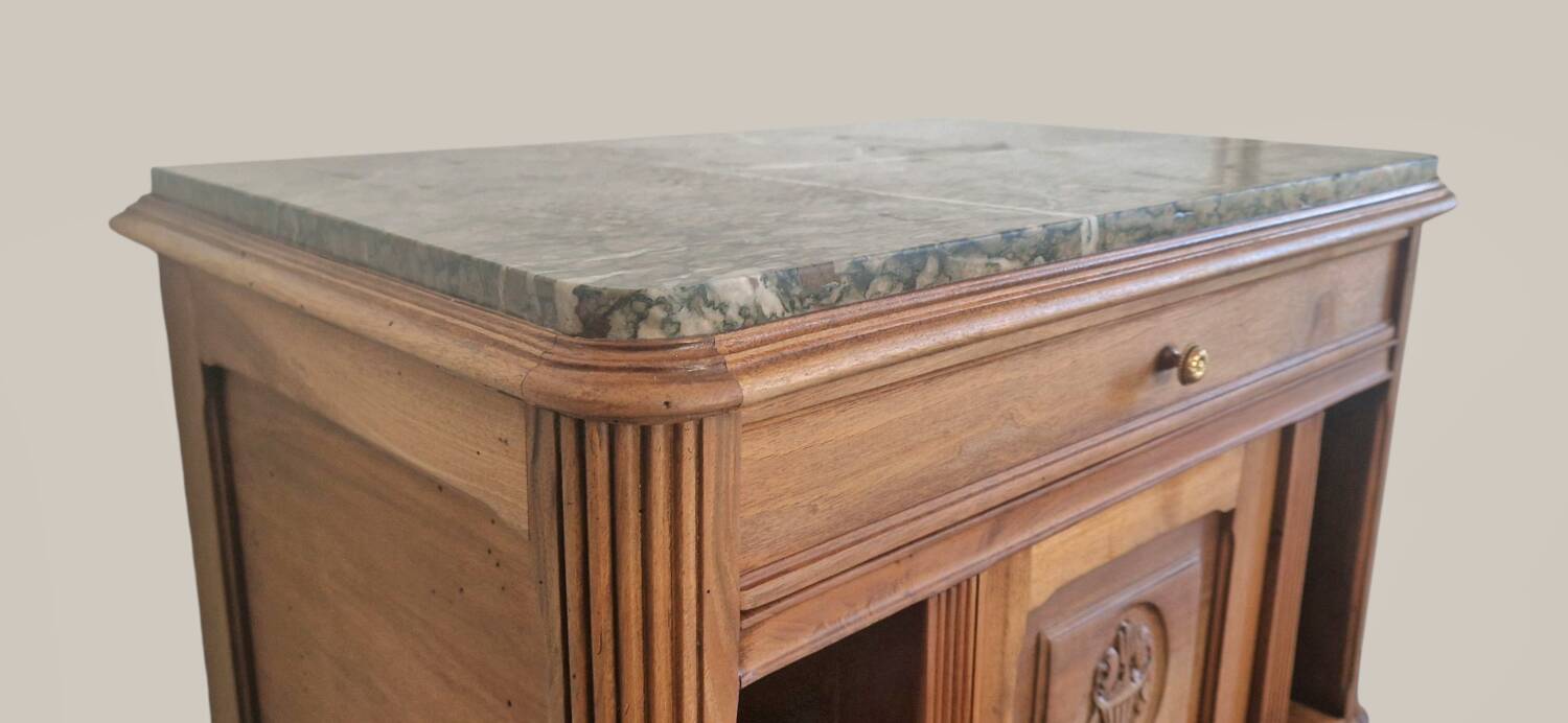 Walnut and green marble sideboard – Louis XVI style – Early 19th century