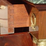 Flamed mahogany enfilade with sea green marble in Empire style.