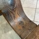 Brutalist tripod chair n1, carved solid wood, antique.