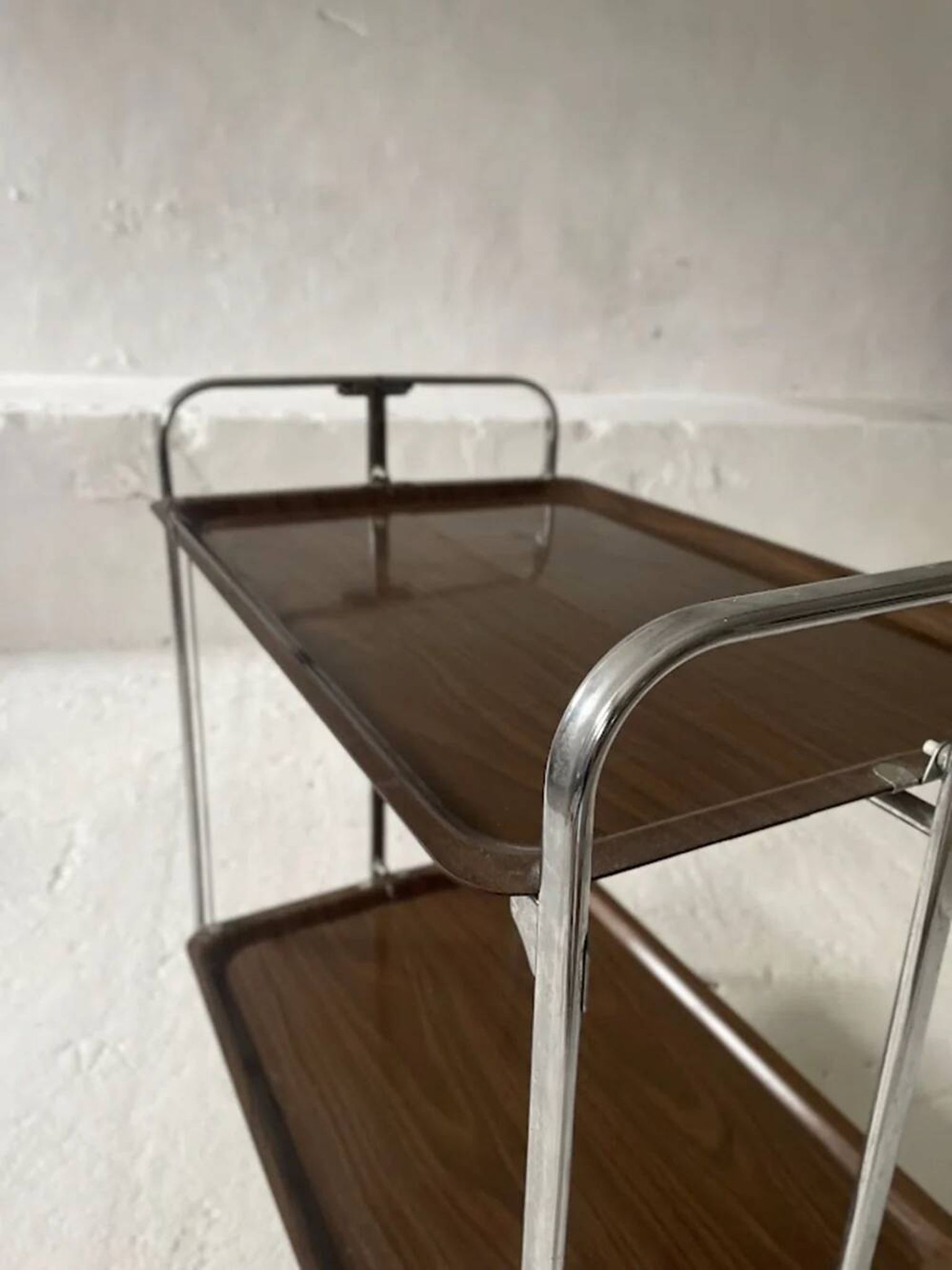 Chrome Midcentury folding service trolley, Germany 1950s