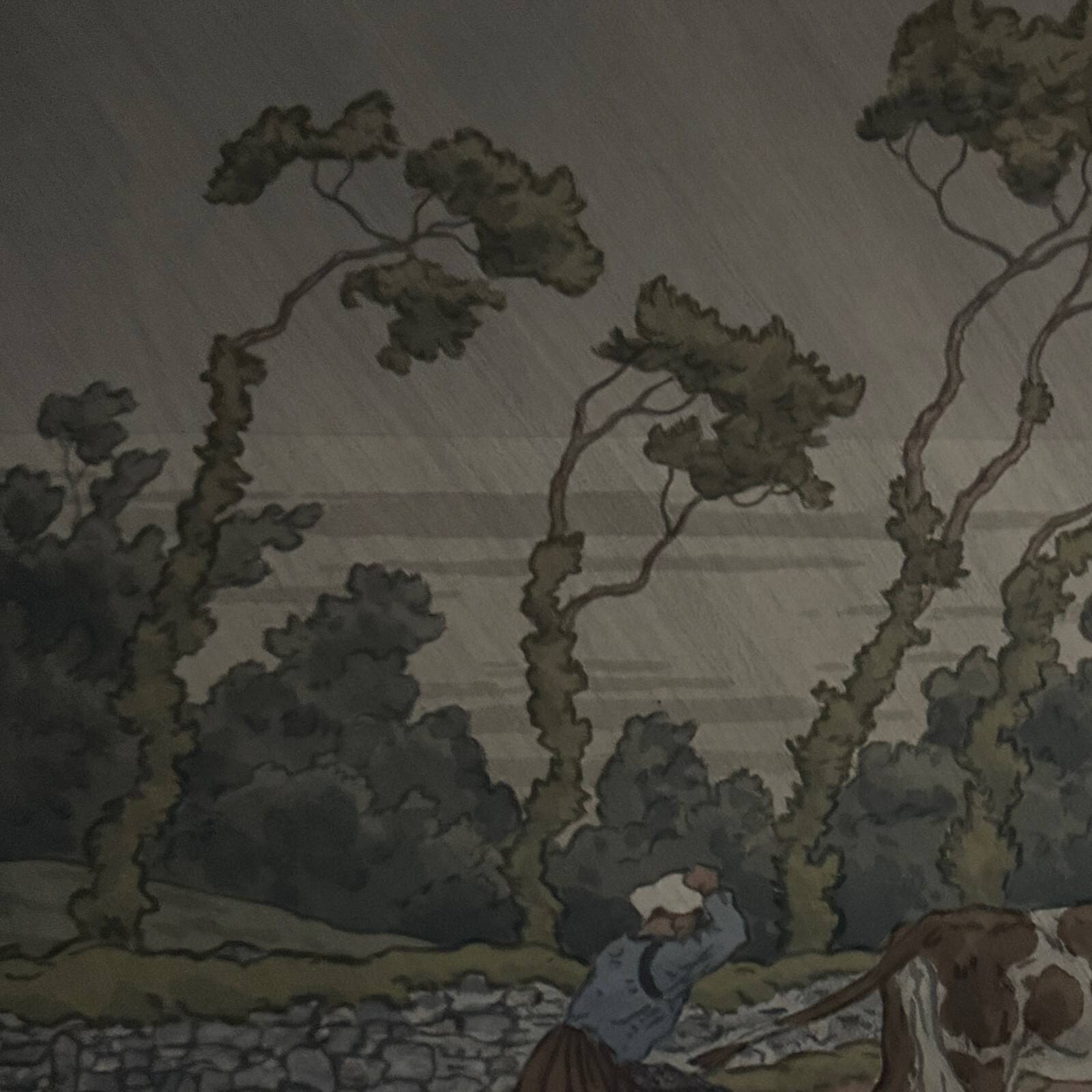 Lithograph by Henri Rivière The Enchantment of the Hours - The Downpour