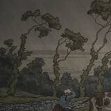 Lithograph by Henri Rivière The Enchantment of the Hours - The Downpour