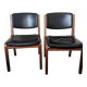 Vintage leather and wood chair pair