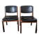 Vintage leather and wood chair pair