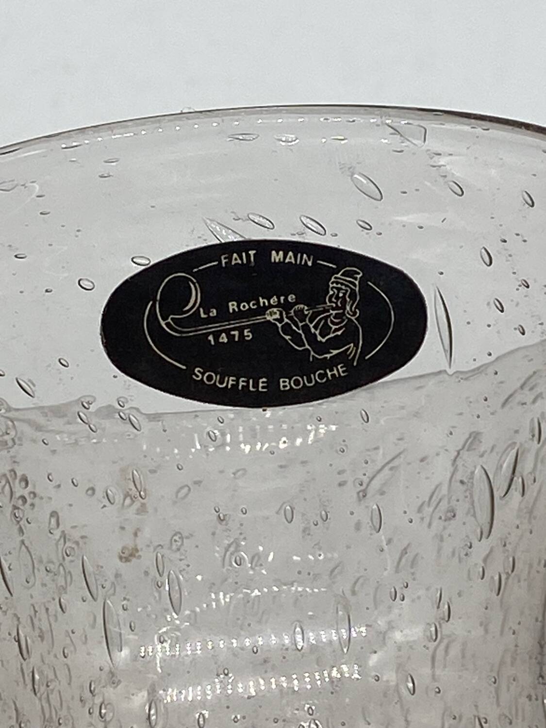 Candle holder / Tealight holder in blown / bubbled glass Larochere vintage