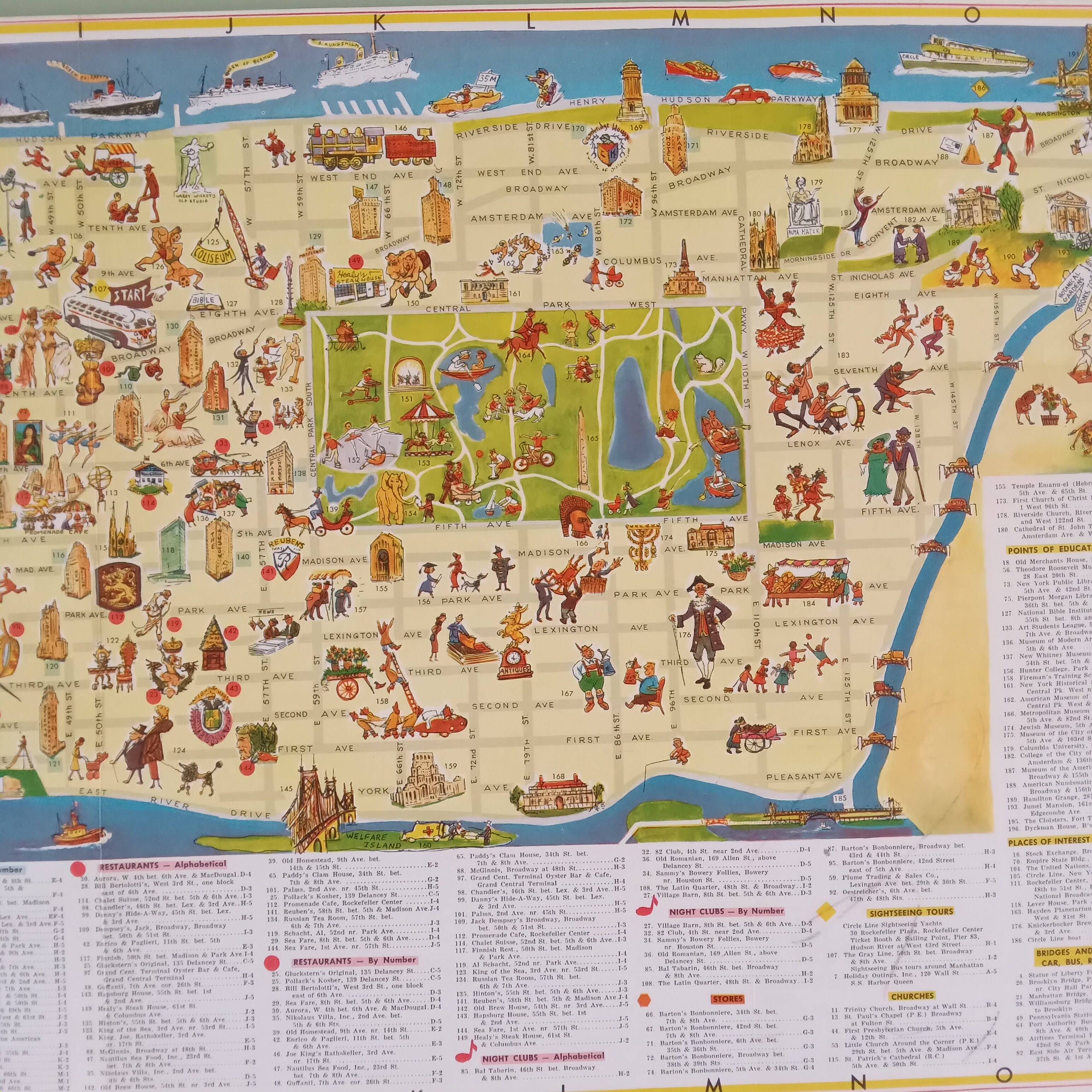Pictorial map of New York 1950's