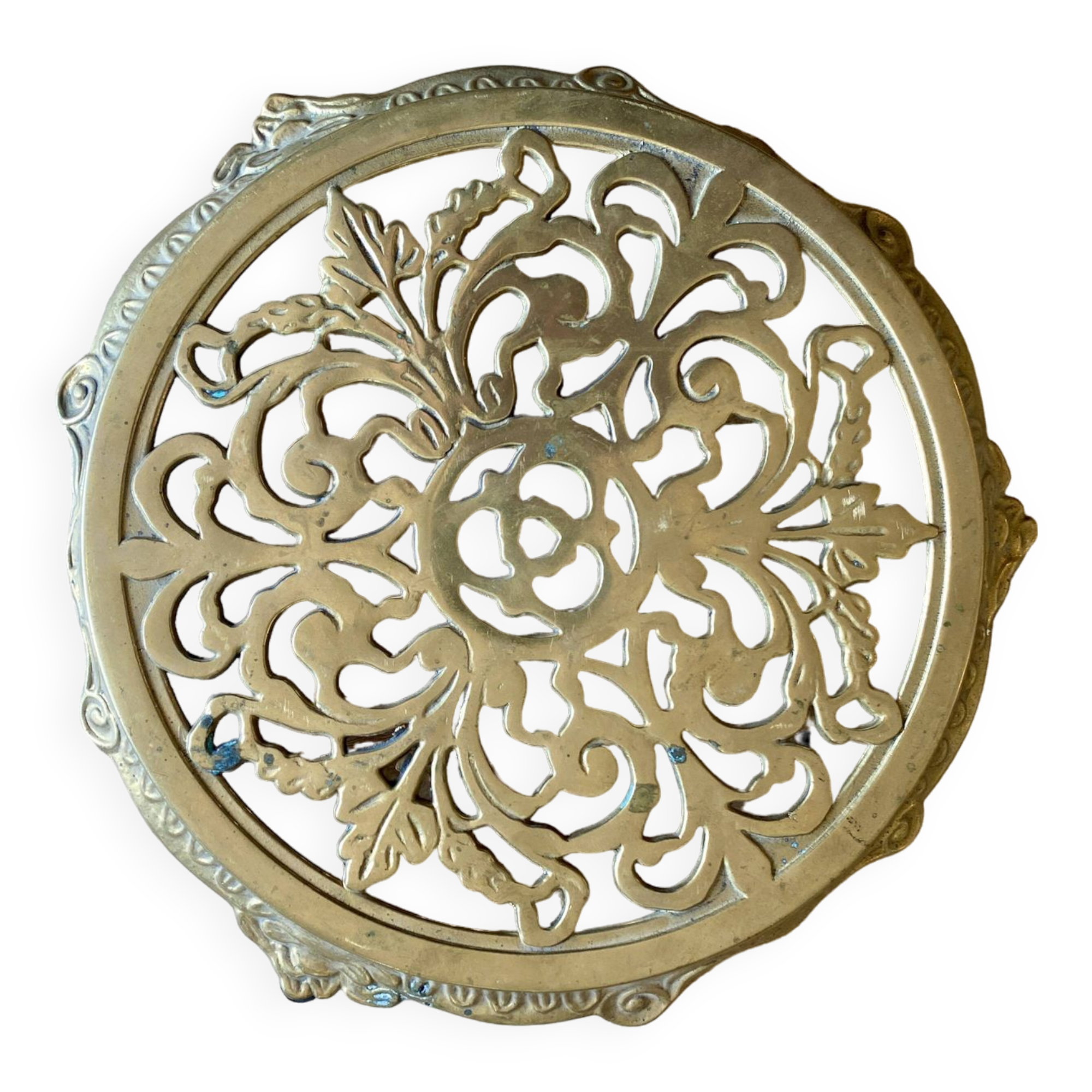 Vintage gilded brass trivet