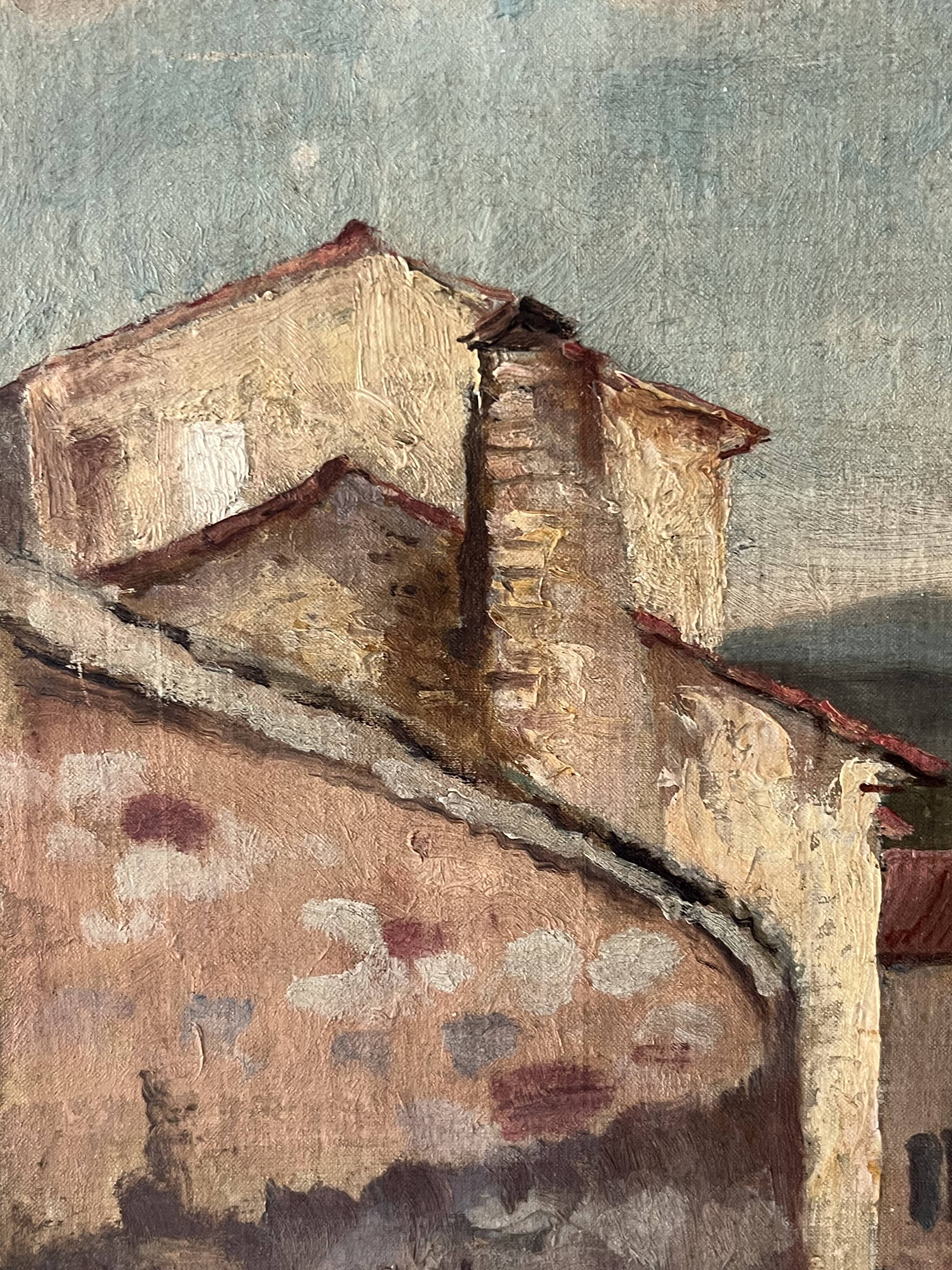 Village, unsigned, 20th century, oil on canvas, 38x29cm, unframed