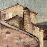 Village, unsigned, 20th century, oil on canvas, 38x29cm, unframed
