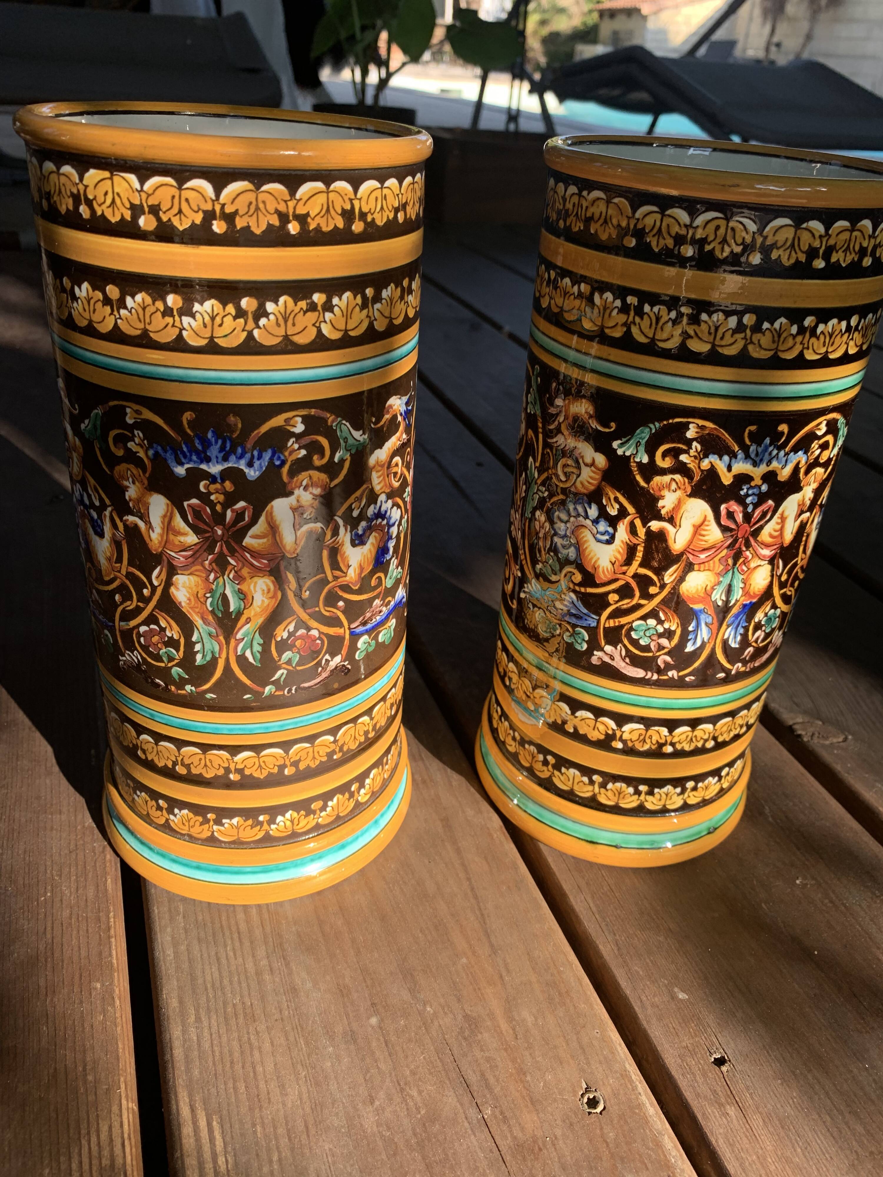 2 vase rouleau en faïence, gein