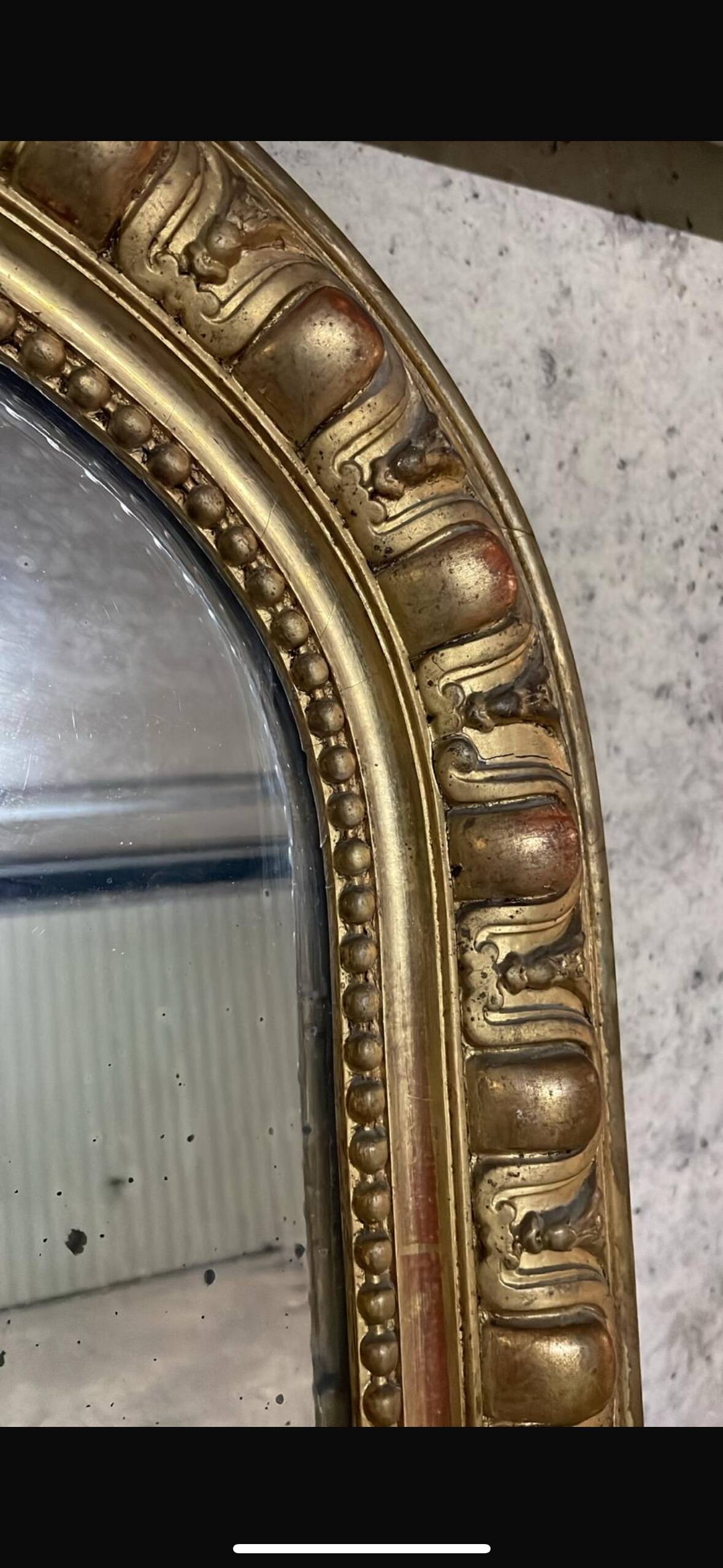 Antique Louis Philippe mirror with gilded gadroons - 173 x 110 cm