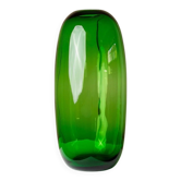Vase en verre vert vintage XXL, design ovale des années 50 par Maria Vinka pour Ikea (série Stockholm, années 1990)