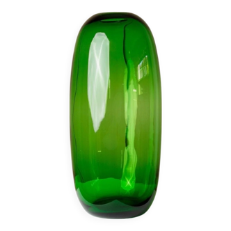 XXL Vintage Green Glass Vase, Oval Mid-Century Design by Maria Vinka for Ikea (Stockholm Series, 1990s)