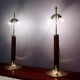 Burgundy Plexiglass and Brass Table Lamps by F. Loffredo, Italy 1980s