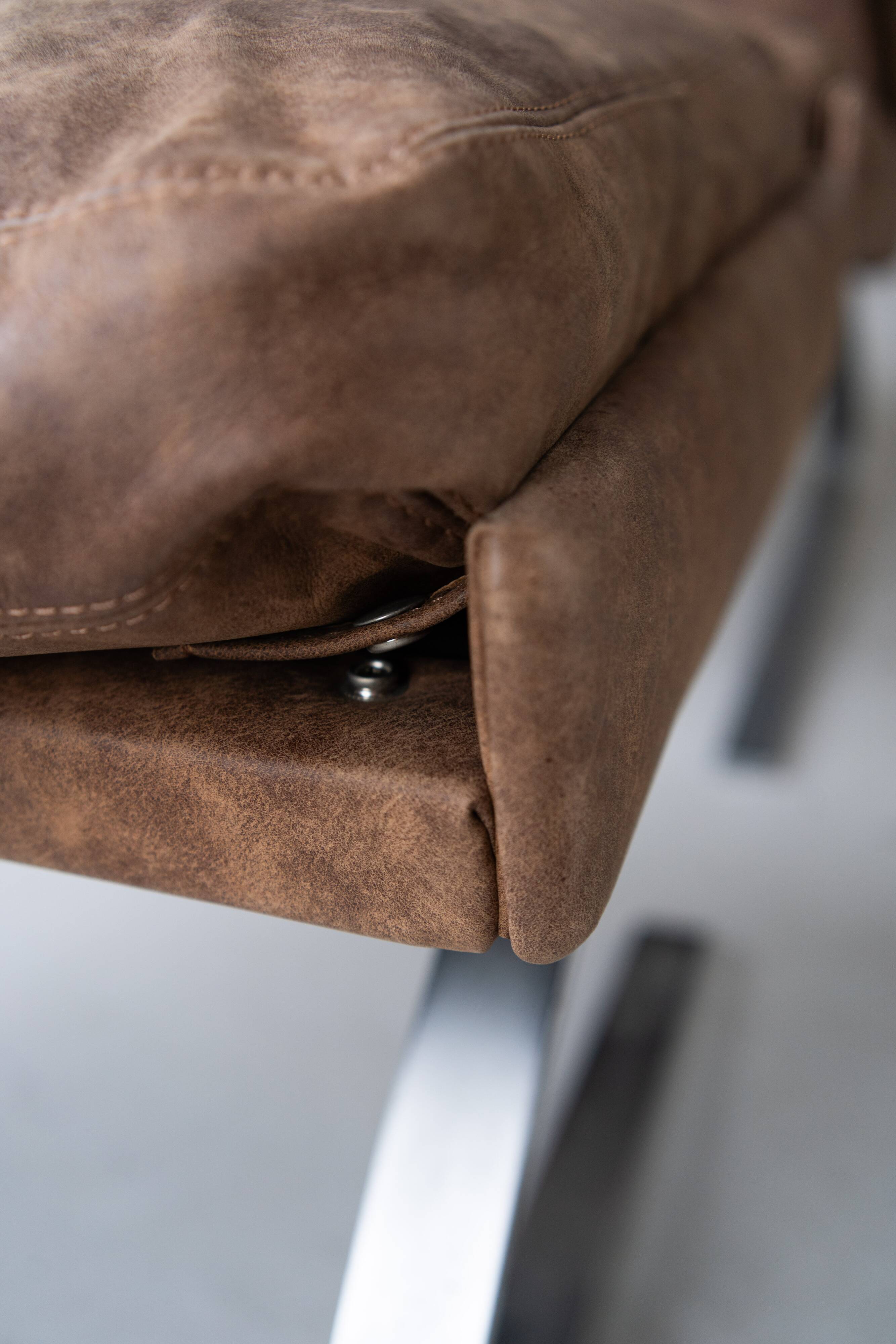 Vintage swing armchair and stool in leather by reinhold adolf for cor, 1970s, set of 2