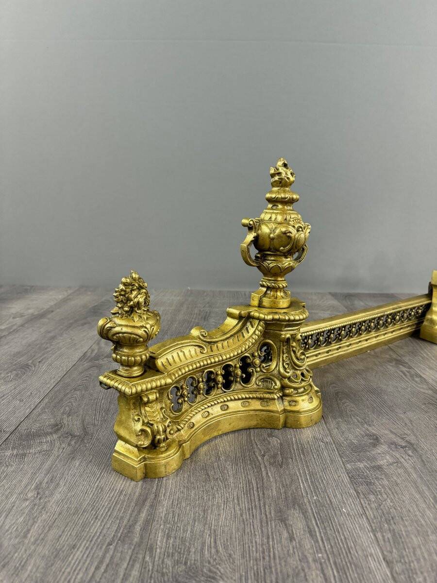 Pair of Gilt Bronze Andirons, Louis XVI Style, Late 19th Century