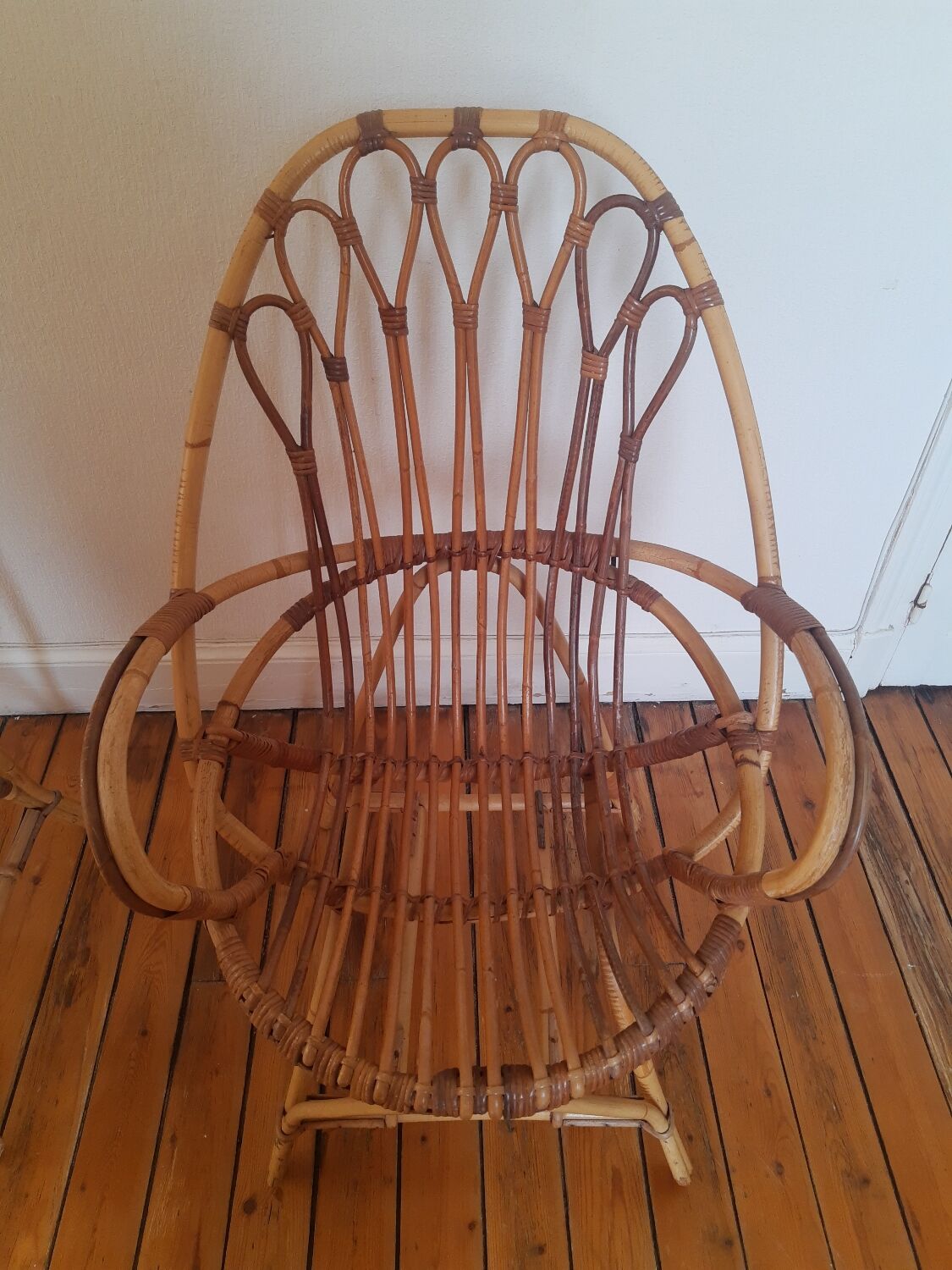 Pair of vintage rattan armchairs
