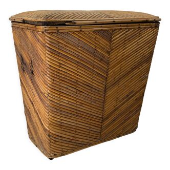 Pencil reed rattan bamboo chest or trunk, 1950s-1960s
